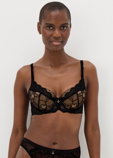 Black Spot Mesh Bra