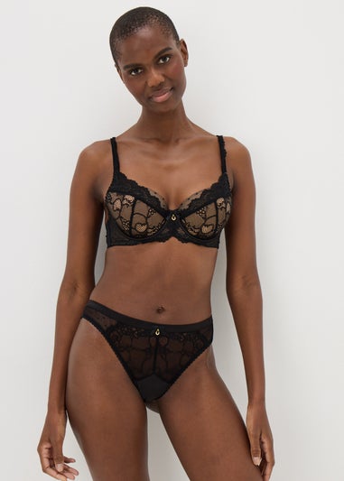 Black Spot Mesh High Leg Knickers