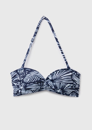 Navy Floral Twist Bikini Top