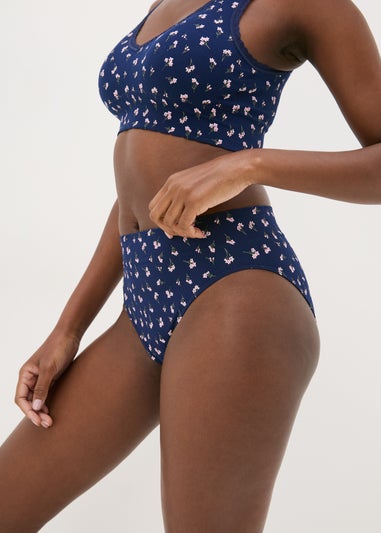 3 Pack Navy Floral High Leg Knickers