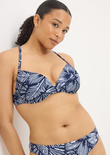 Navy Floral Cupped Bikini Top