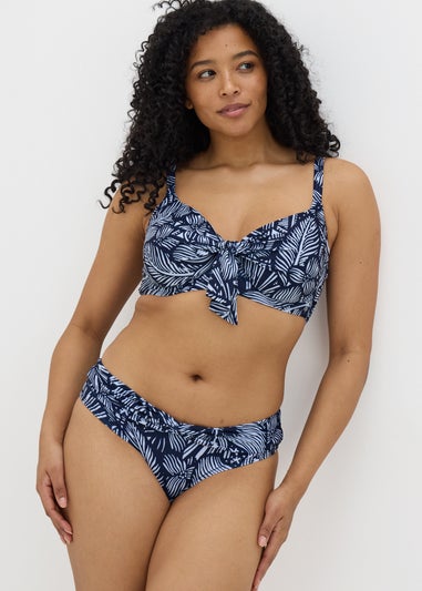 Navy Floral Twist Front Bikini Bottoms