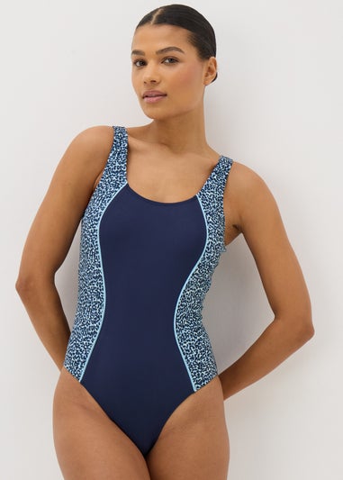 Souluxe Navy Animal Print Panel Swimsuit