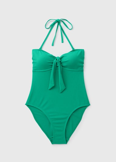 Green Tie Front Swimsuit