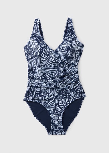 Navy Floral Wrap Swimsuit