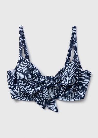 DD+ Navy Floral Tie Front Bikini Top