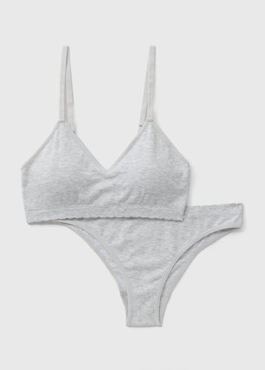 Grey Seamless Bra & Briefs Set