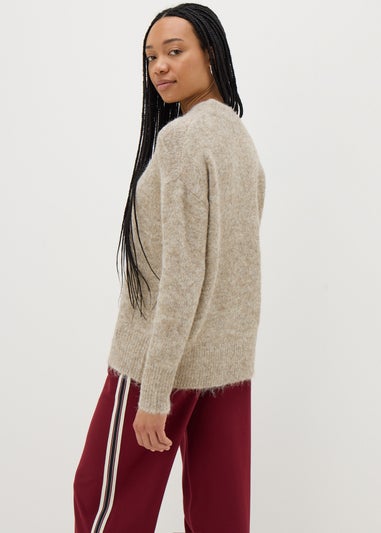 Beige Crew Neck Jumper