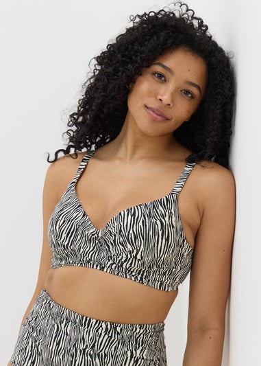 DD+ Brown Zebra Print Shapewear Bikini Top