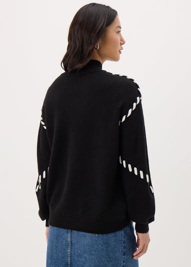 Black Contrast Stitch Jumper