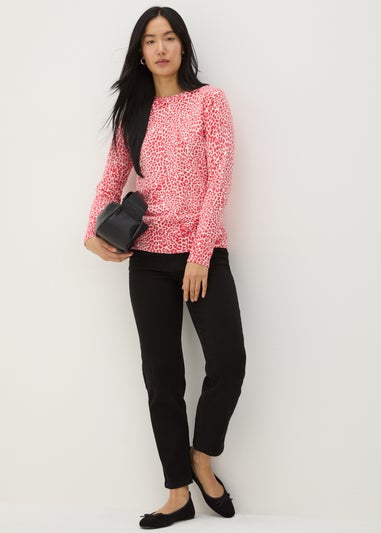 Coral Leopard Print Jumper