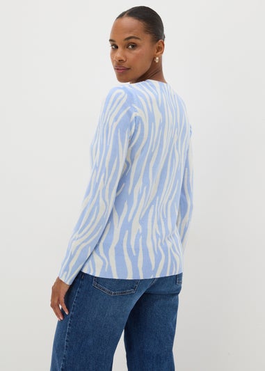 Blue Soft Zebra Print Jumper