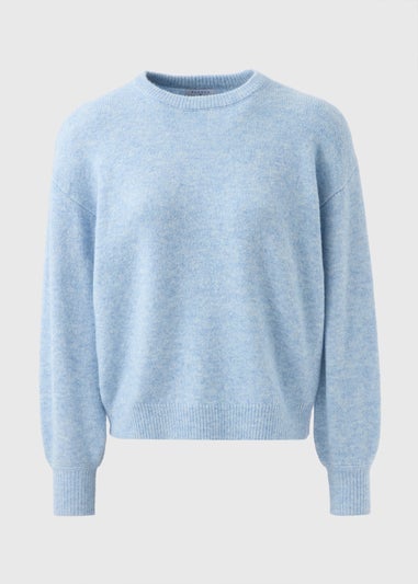 Blue Knitted Crew Neck Jumper