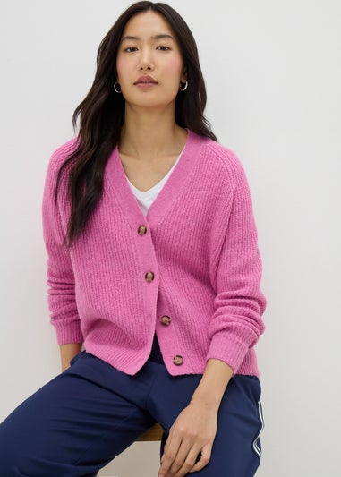 Pink V-Neck Cardigan