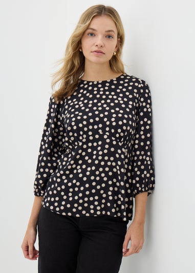 Black Spot Print Blouse