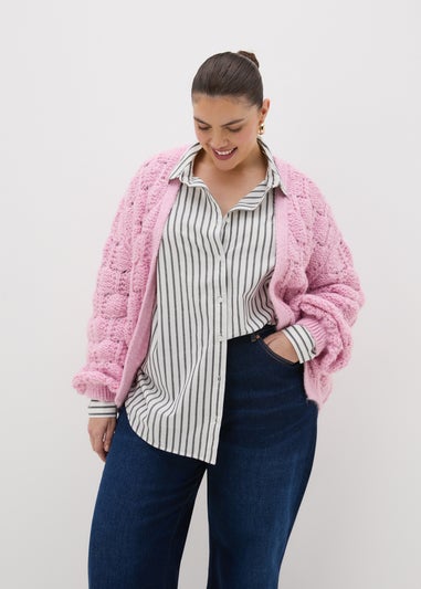 Pink Chunky Knit Cardigan