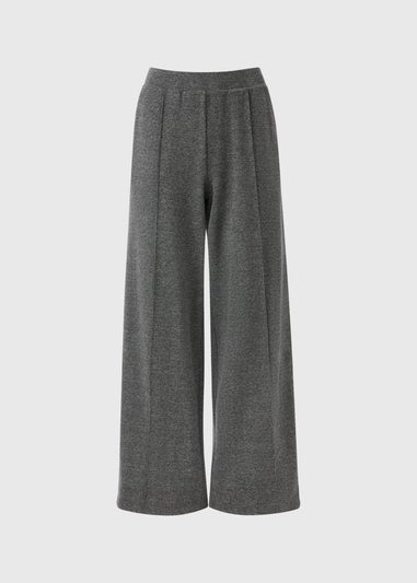 Grey Check Side Stripe Wide Leg Trousers