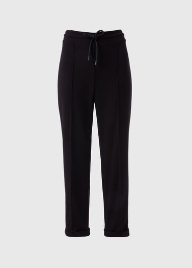 Black Waffle Tapered Trousers