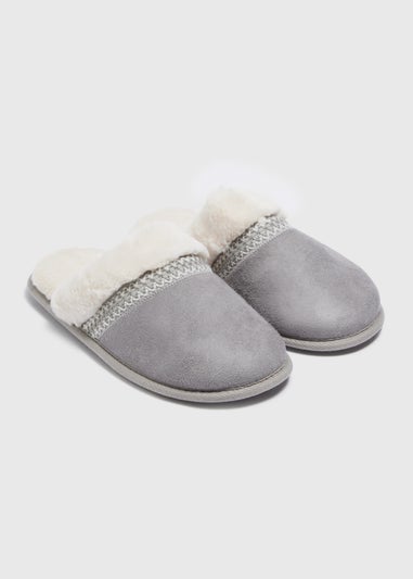 Grey Tapered Mule Slippers