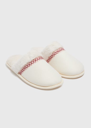 Cream Tapered Mule Slippers