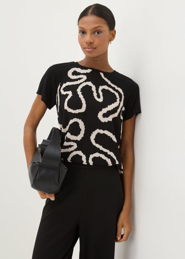 Et Vous Black Wiggle Woven front T-Shirt