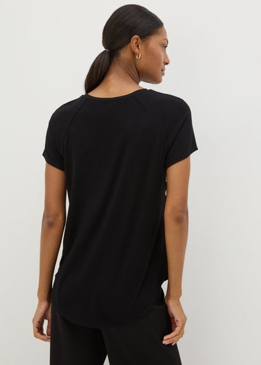 Et Vous Black Wiggle Woven front T-Shirt