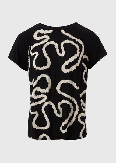 Et Vous Black Wiggle Woven front T-Shirt