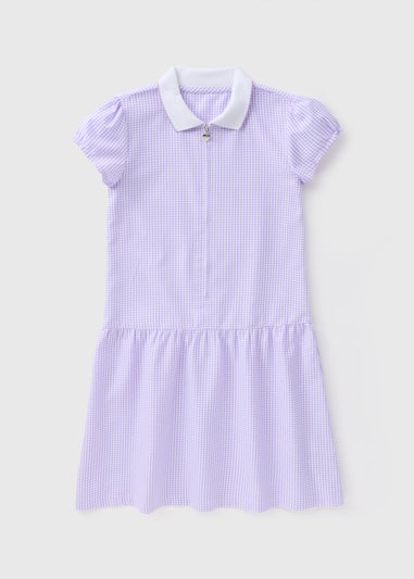 Lilac Gingham Knit Collar Dress (4-13yrs)