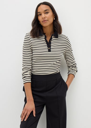 Et Vous Black Stripe Henley Top