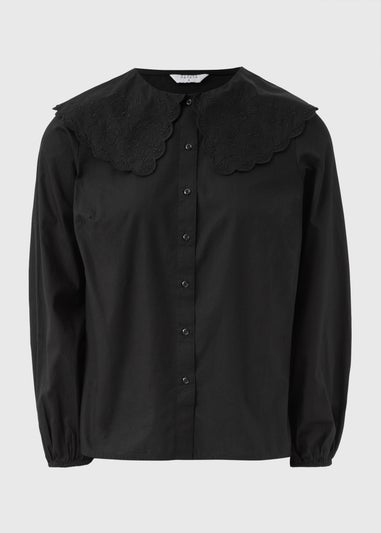 Black Embellished Collar Shirt