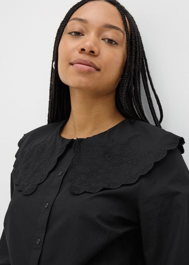 Black Embellished Collar Shirt