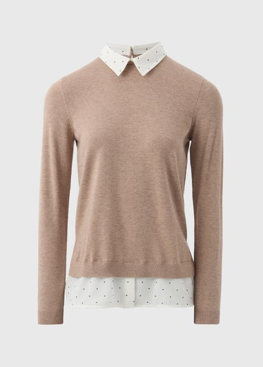 Et Vous Camel Spot Print Shirt Jumper