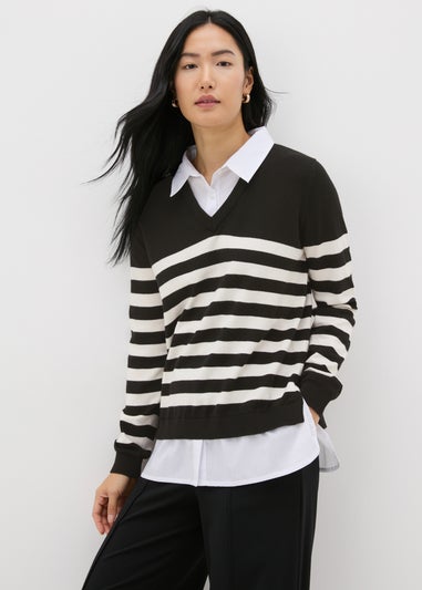 Et Vous Black Stripe Shirt Jumper