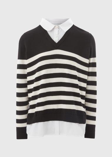 Et Vous Black Stripe Shirt Jumper