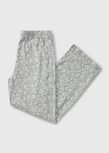 Grey Leopard Wide Leg Pyjama Bottoms