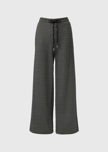 Black Jacquard Wide Leg Trousers