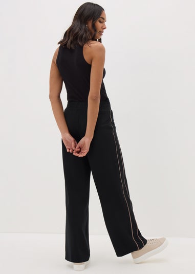 Black Side Stripe Wide Leg Trousers