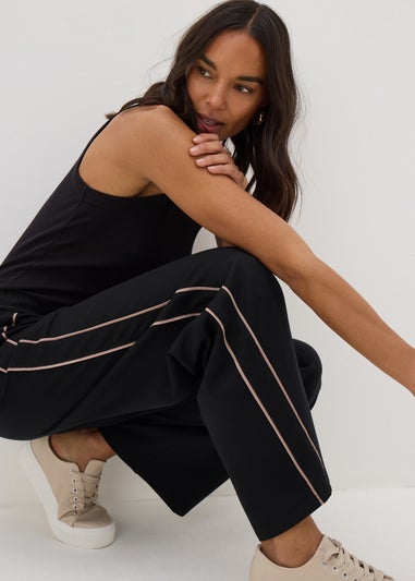 Black Side Stripe Wide Leg Trousers