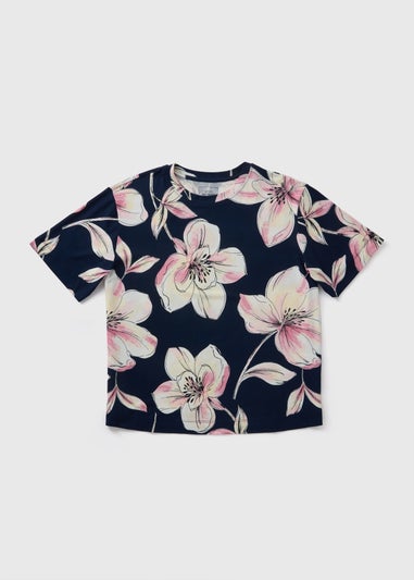 Navy Floral Pyjama Top