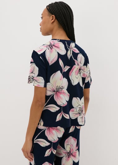 Navy Floral Pyjama Top