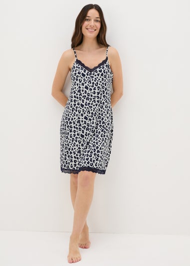 Navy Animal Print Chemise Nightie