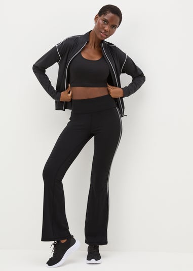 Souluxe Black Side Piped Flare Leggings