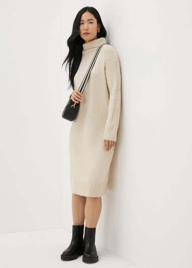 Et Vous Stone Roll Neck Knit Midi Dress