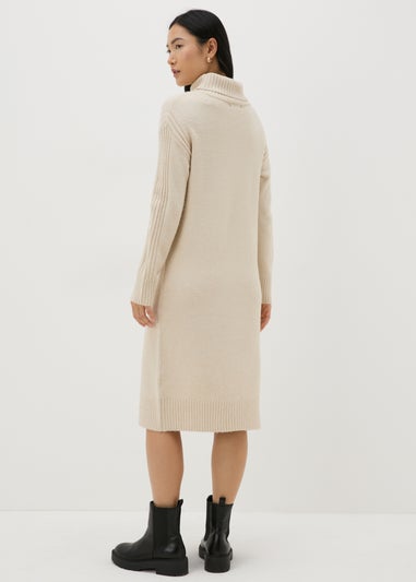 Et Vous Stone Roll Neck Knit Midi Dress