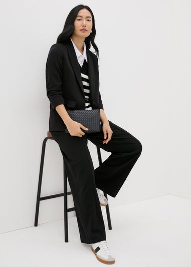 Et Vous Black Ruched Sleeve Blazer