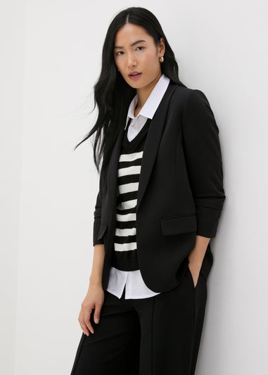 Et Vous Black Ruched Sleeve Blazer