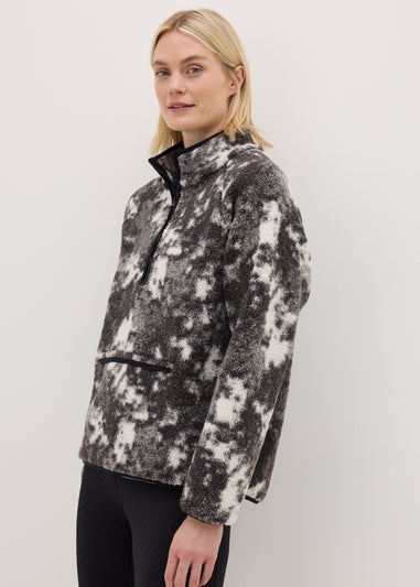 Souluxe Grey Patterned Half Zip Fleece