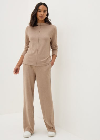 Et Vous Camel Front Seam Co Ord Top