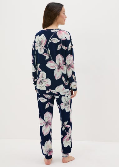 Navy Floral Pyjama Set