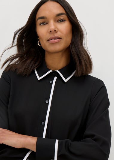 Et Vous Black Contrast Piping Shirt